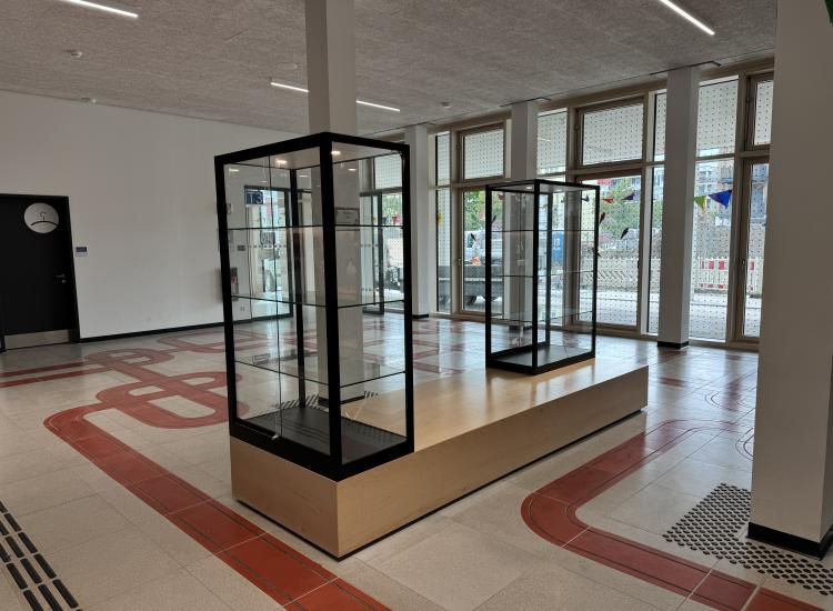 Vitrine Glasvitrine beleuchtet ESG mit Alu-Profilen und Einlegeböden von GLASAKTIV